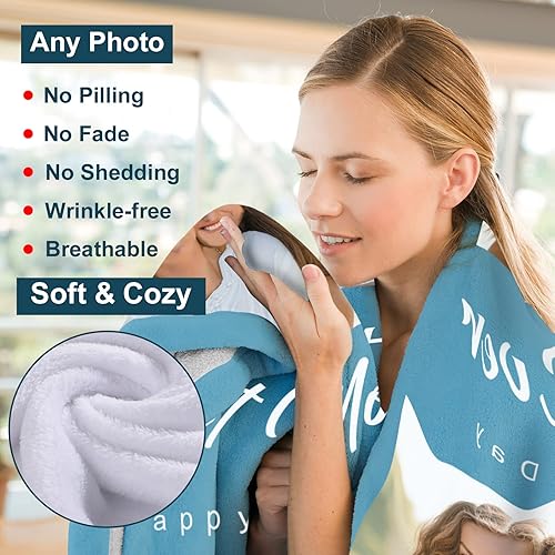 Miniatura 6 de ShineSand Regalos personalizados para madres de hija, manta personalizada con fotos, mantas personalizadas para mamá con imagen de regalo para