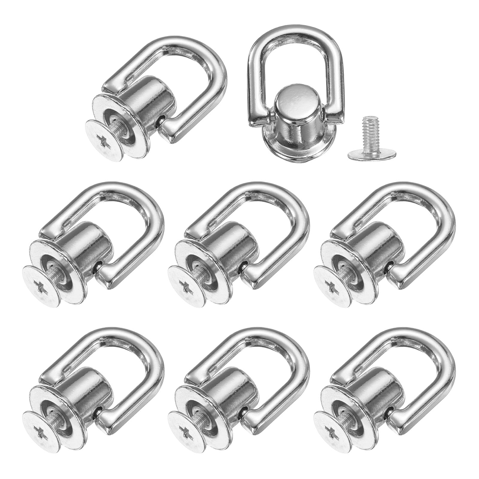 sourcing map Metal Ball Studs Rivets D Ring, 8 Pcs Ball Post Head Buttons Studs Rivets with Screw for Purse Chain Connector DIY Art Leather Crafts (Grey)