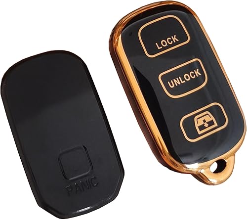 Miniatura 4 de WENHENI Carcasa protectora suave para llavero Toyota con llavero compatible con Toyota 1999-2009 4runner  Sequoia 2001-2008 (para Toyota-A-negro)