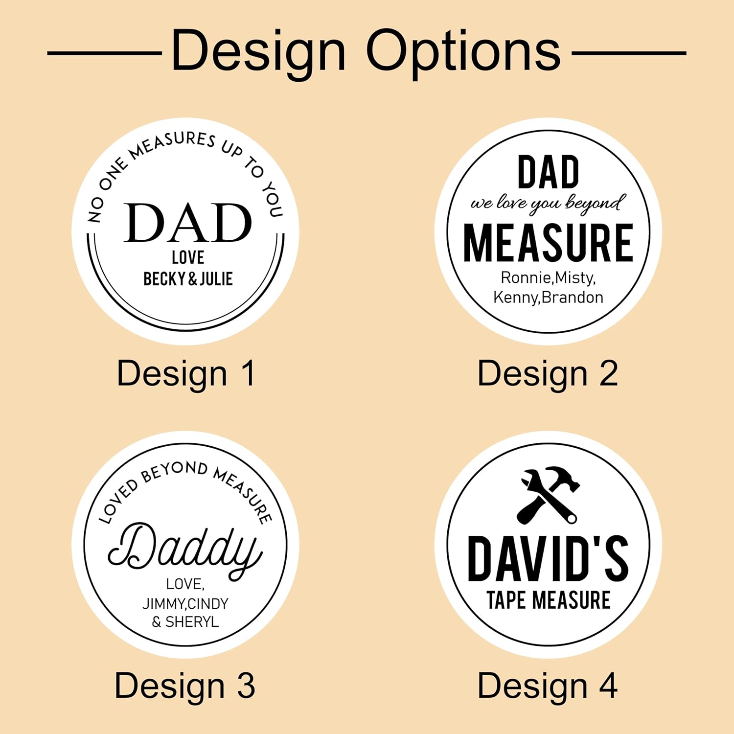 Personalized Tape Measure, Engraved Tape Measure, Gift for Dad Grandpa, Fathers Day Gift, No One Measures Up to You, Loved Beyond Measure (Walnut Wood)