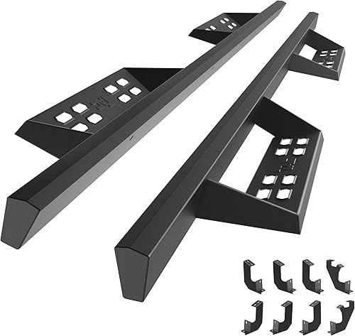 TAC - Estribos de francotirador para camioneta Toyota Tundra CrewMax 2022-2023, con textura fina, escalones laterales negros, 2 unidades