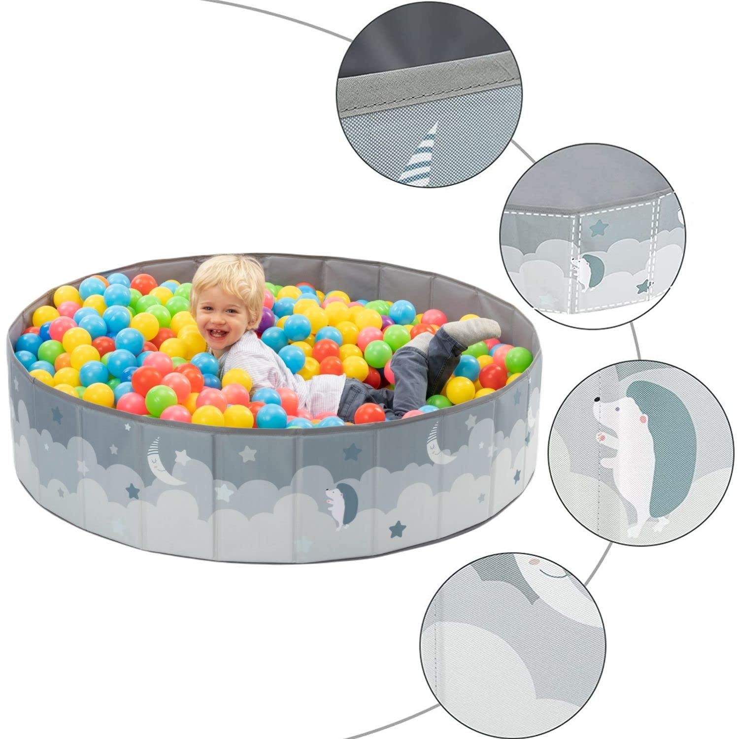 Bällebad. Laufstall Baby-Bällebad Kinder. Bällchenbad Rund. Bällebäder Ohne Bälle. Ballpool Outdoor- Wasserdicht. (Bälle Nicht enthalten). (SKY, 120x30 cm)