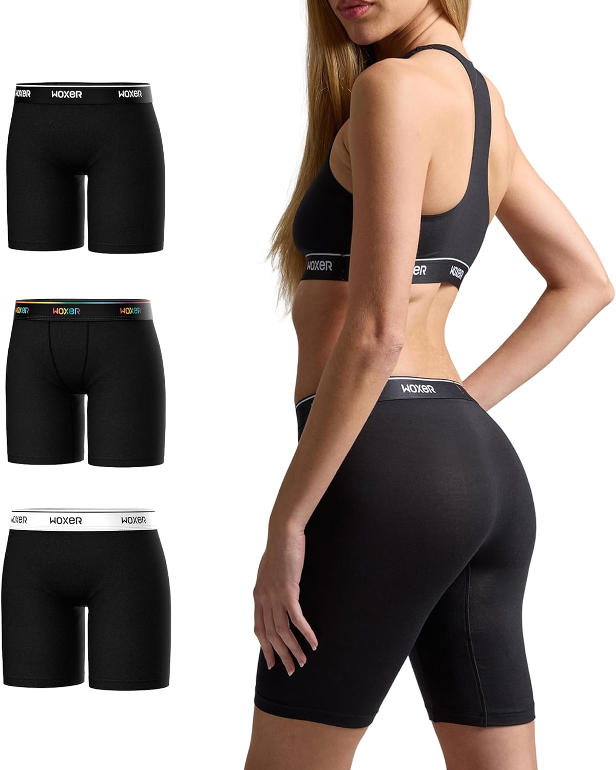 Woxer Womens Boxers - Biker 9" Boy Shorts Underwear for Women, Modal Boxer Briefs, Chafe Free, Womens Underwear