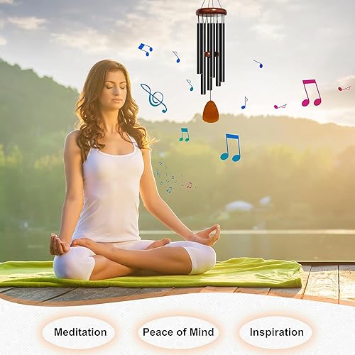 Vista 179 de Campanillas de viento grandes de aluminio de 37 pulgadas para crear un ambiente zen, adecuadas para exteriores, con atrapador de viento, adecuadas