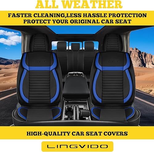 Miniatura 47 de LINGVIDO - Fundas de piel sintética con respaldo para asiento de automóvil, transpirables, impermeables, universal y antideslizante, para SUV, Beige
