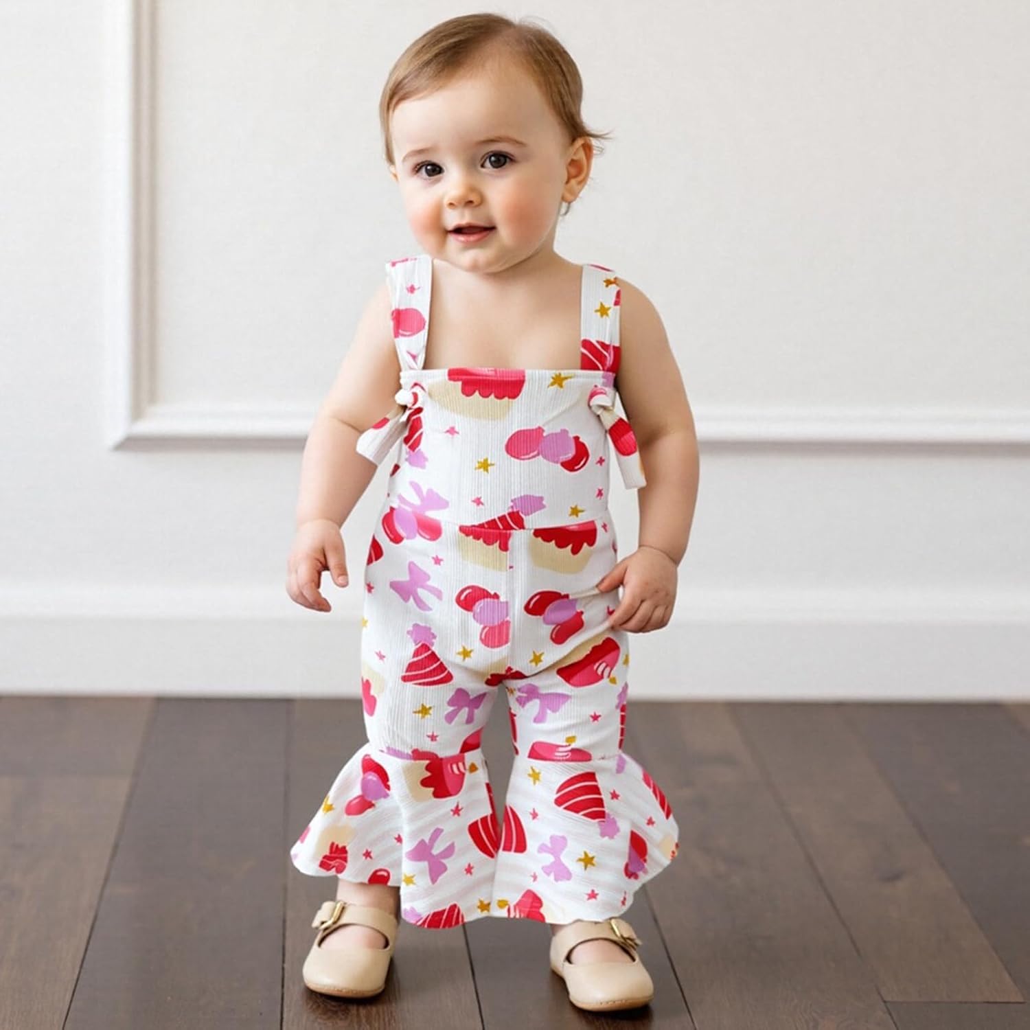 Toddler Baby Girl 1st 2nd 3rd 4th 5th Birthday Outfit Bell Bottom Romper Sleeveless Halter Jumpsuit Summer Clothes - Image 3