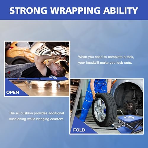 Miniatura 6 de Garage Shop Creepers - Enredadera plegable Z 2 en 1 para automóvil, silla de garaje ajustable de 36 pulgadas para acostarse o sentarse, capacidad de
