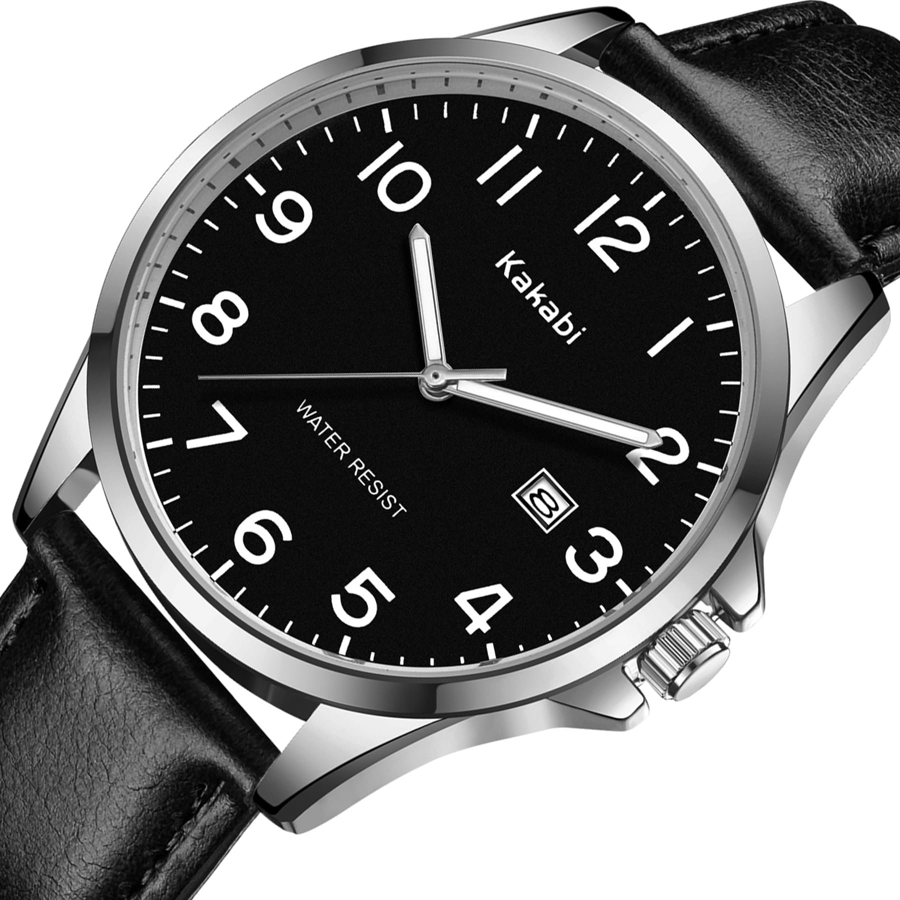 Timever Herren Armbanduhr Quarzuhr Analog mit Lederarmband,3 Zeiger,Datum,3 ATM Wasserdicht,Großen Ziffern,Geschenk für Männer