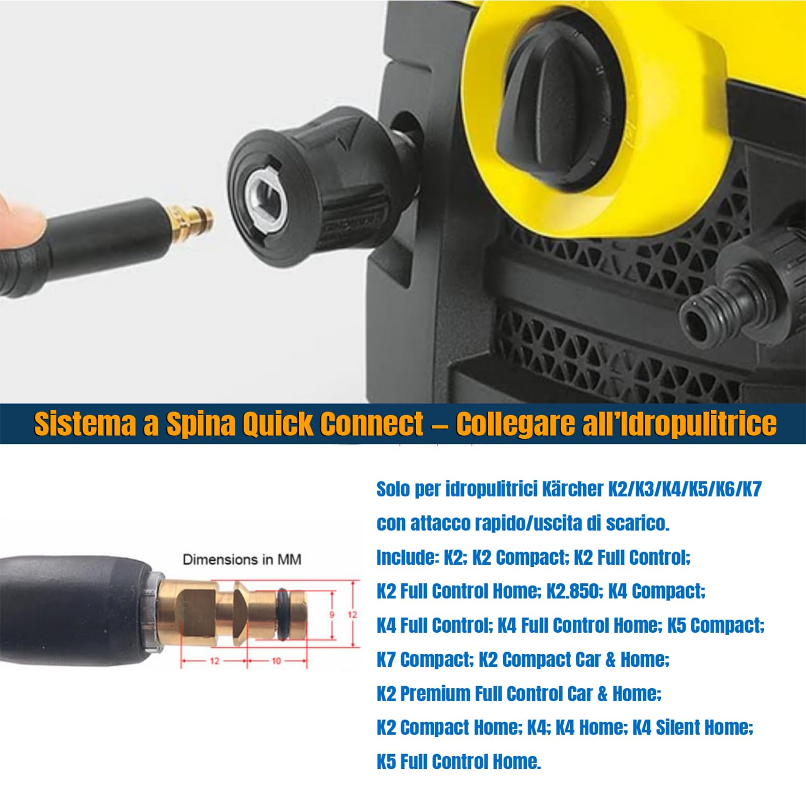 10M/32Ft Tubo Flessibile ad Alta Pressione Compatibile con Idropulitrice Kärcher K2 K3 K4 K5 K6 K7 Serie, 180Bar Quick Connect Tubo di Rica