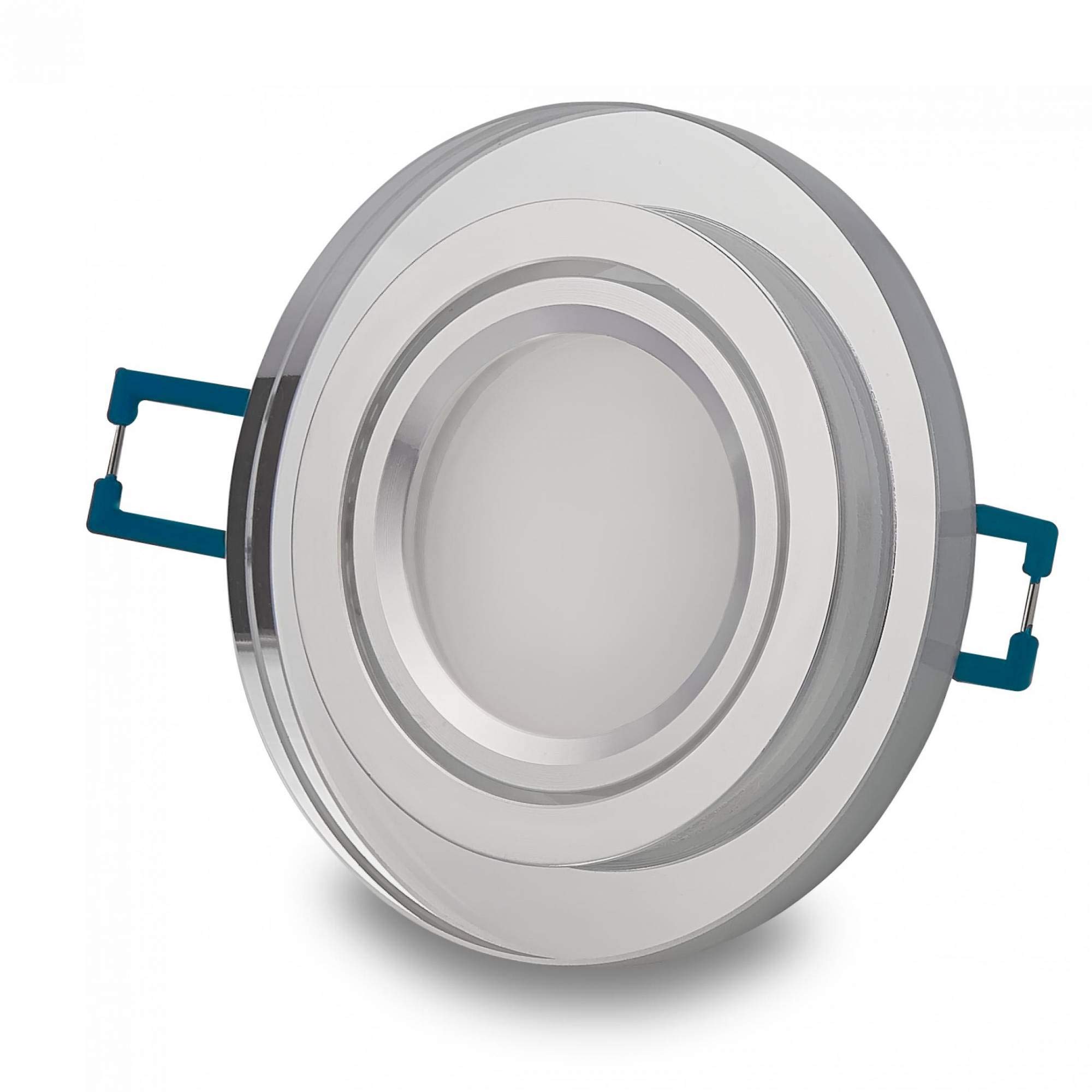 6x LED Einbaustrahler Set Glas rund - transparent 3 Watt warmweiß 230V - GU10 Einbau-spot schwenkbar flach als Deckenleuchte Decken-Strahler - Einbauleuchte 75-80mm Bohrloch Einbau-lampe