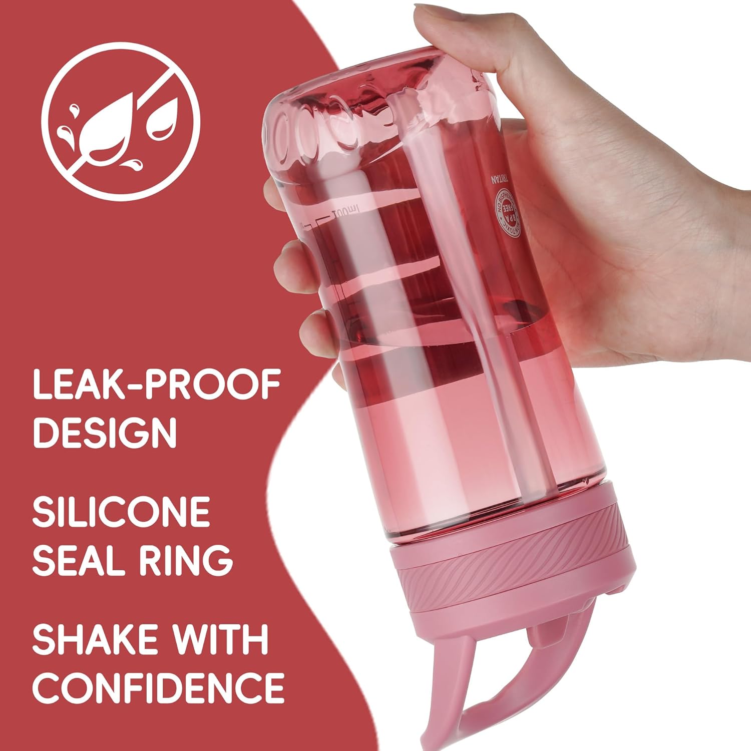 Kids Clear Water Bottle 14oz Flip with Straw Carry Handle, Leakproof, Reusable, Tritan, BPA Free, Suitable for Boys and Girls, Red - Image 6