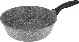 Padella Wok in Pietra Granito, Antiaderente, 28 cm | Tutti i Piani Cottura: Induzione, Gas, Elettrico e Vetroceramica, Grigio, KWS2821MS (Wok 28cm)