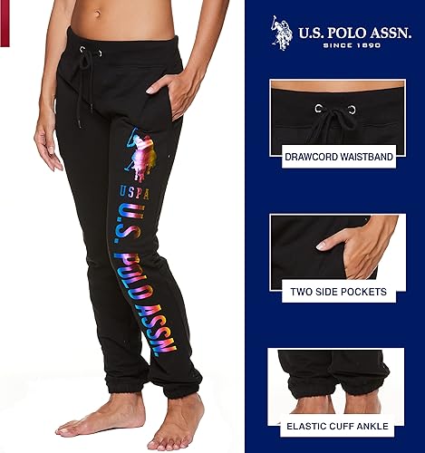 Miniatura 2 de U.S. Polo Assn. Pantalones deportivos para mujer Pantalones deportivos para mujer con estampado de logotipo, rizo francés de polialgodón