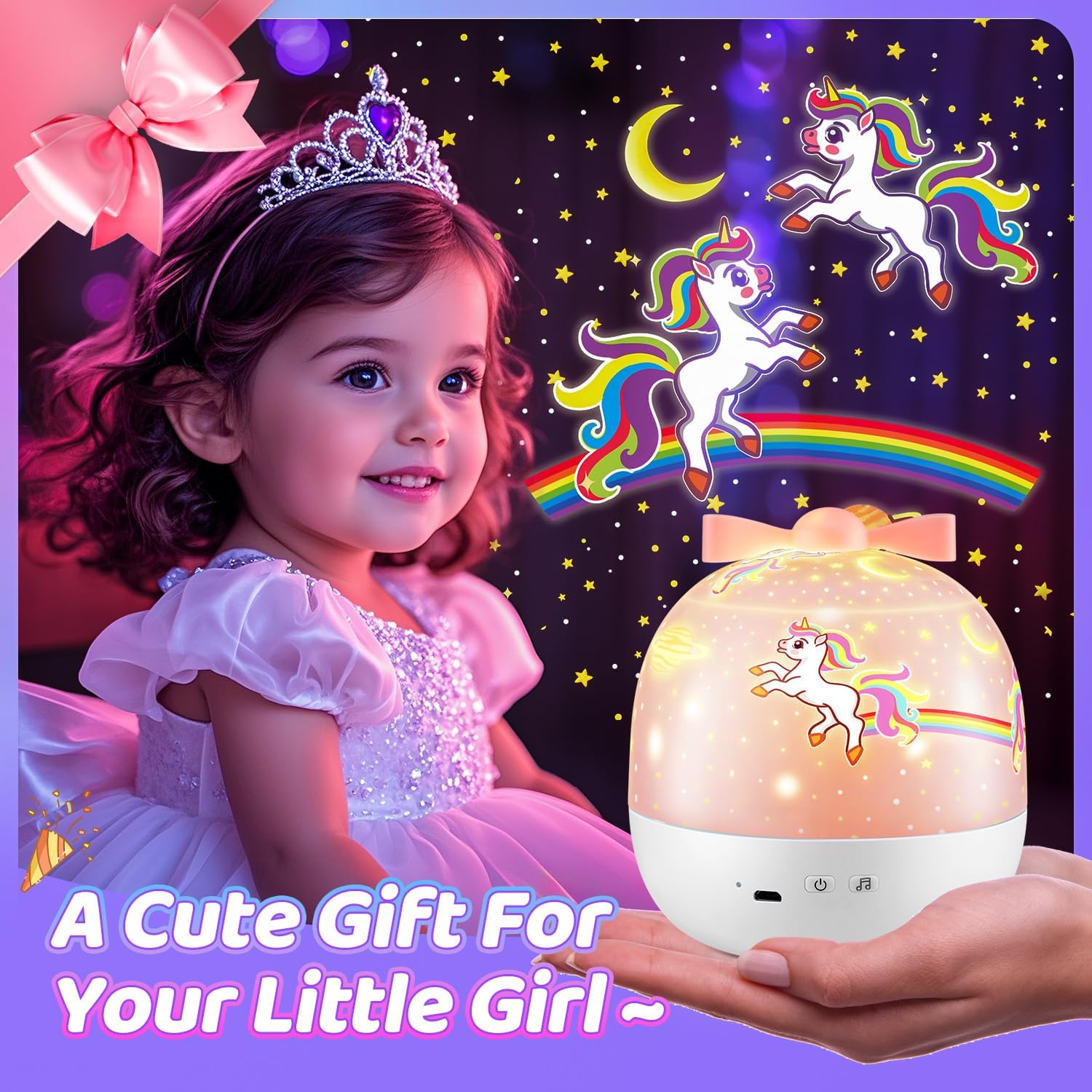 PIKOY Star Projector for Kids Gifts, 15 Films+15 Soothing Sounds Machine Baby Night Light Projector, Remote 360° Rotation Fruit Ocean Star Lights for Ceiling Decor, Kawaii Birthday Gifts Girls Toys