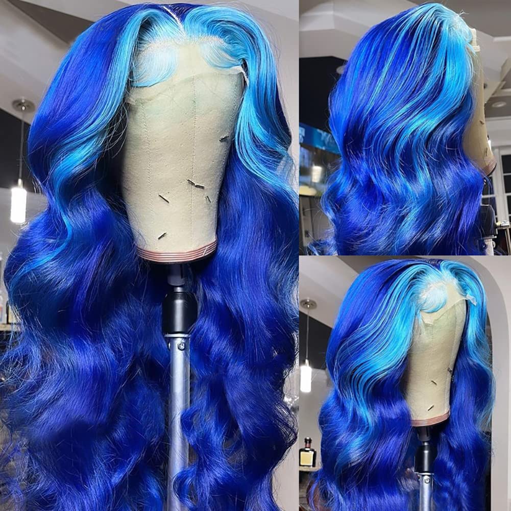 Amazon.com : Anlimer 13x6 Light Blue Highlight Loose Wave Lace Wig