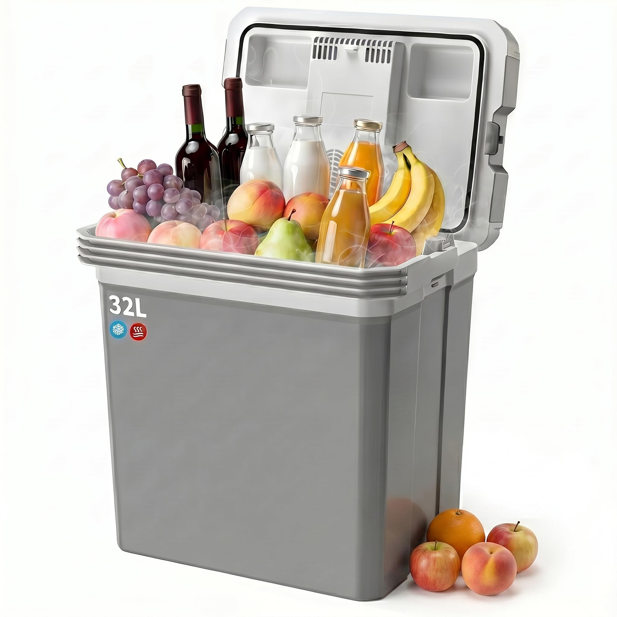 TOOHUB 32L Kühlbox, Elektrische Kühlbox 12V/230V Kühl & Warm, Mini Kühlschrank mit ECO-Modus, Camping Picknick Wohnmobil