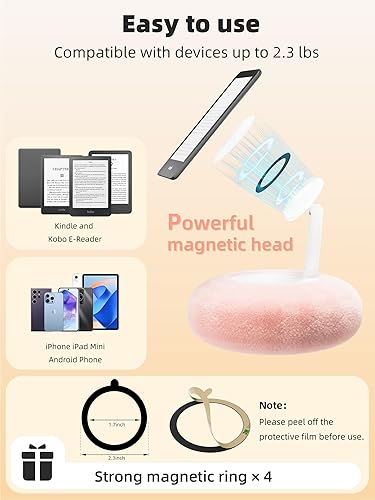 Miniatura 6 de Soporte magnético para Kindle con girador de páginas, soporte de almohada acogedor para Kindle para leer, soporte de teléfono ajustable de 360 para