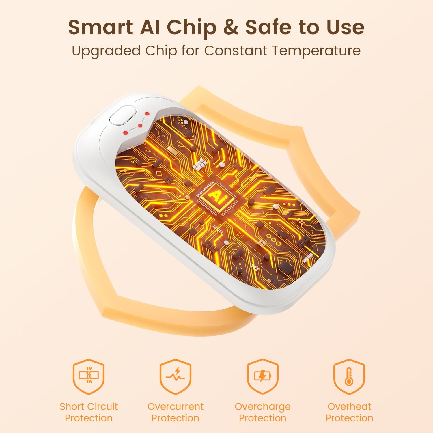 infray Hand Warmers Rechargeable 2 Pack, Electric Hand Warmer Reusable 3 Levels Heating Pocket Warmer, USB AI Handwarmer Portable, Great Gifts for Men Women, Outdoor, Golf, Hunting - Image 4