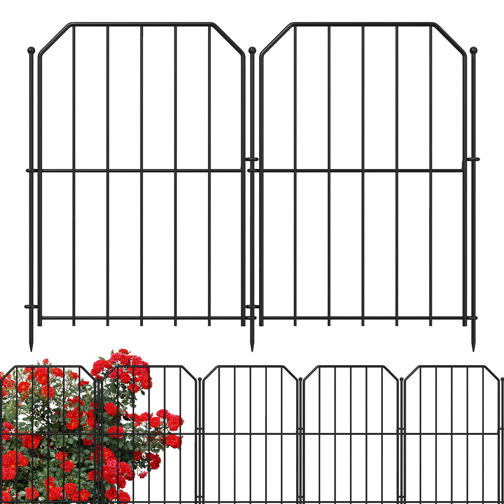 Yeabett Gartenzaun 10 Stück,Dekorativer Metallzaun 31cm(B) × 41cm(H), Hundezaun Outdoor Tier Barriere für Blumenbeet Hof Patio