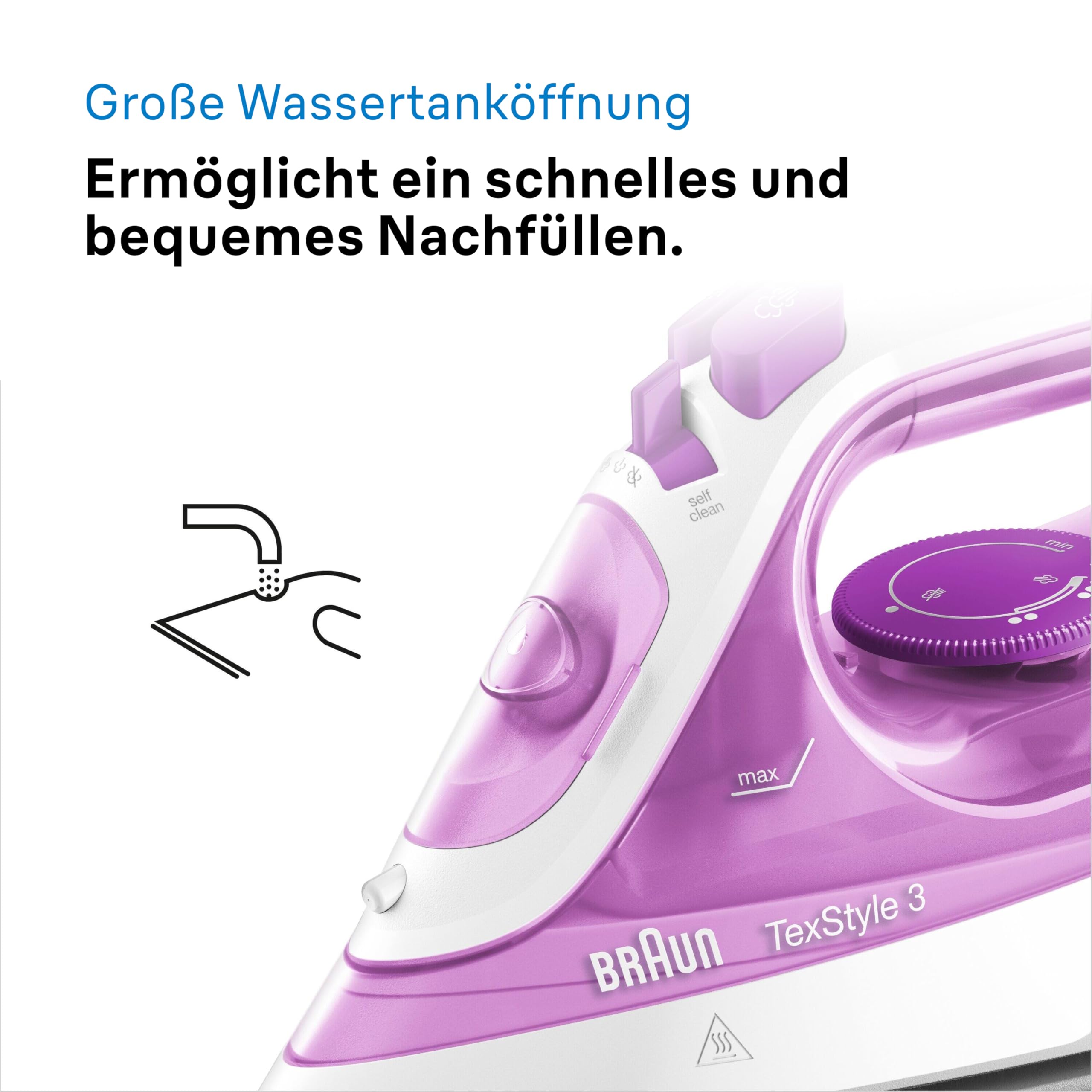 Braun TexStyle 3 SI 3030 PU Dampfbügeleisen - Bügeleisen mit FreeGlide 3D Bügelsohle 140 g – Bild 7