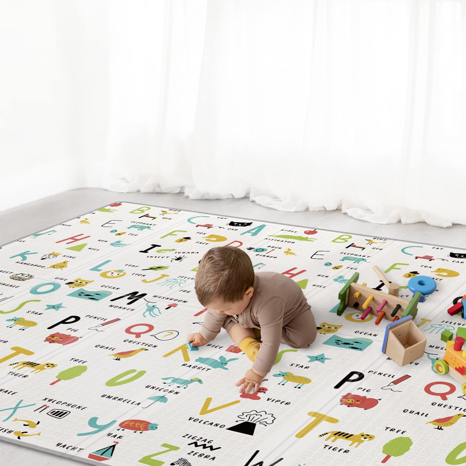 Babebay Baby Play Mat, 79x71 Large Baby Mat for Floor, Soft Foam Play Mat for Floor, Waterproof Baby Crawling Mat, Foldable Play Mat for Baby Toddlers