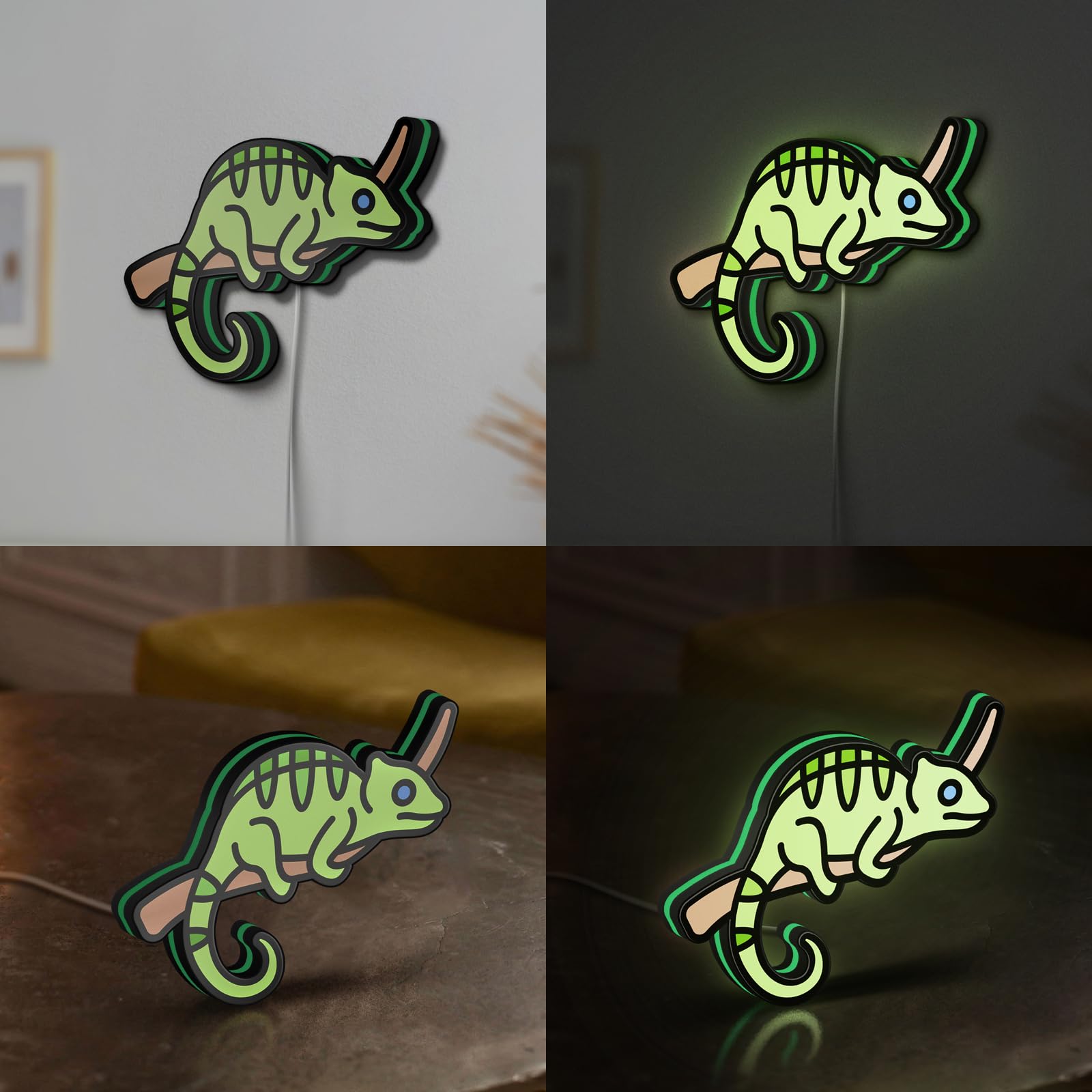 Scatola luminosa a LED per rettili, decorazione esotica per terrario con animali selvatici, cartello LED personalizzato per casa, ufficio, negozio (altezza 20,3 cm, 20 cm)