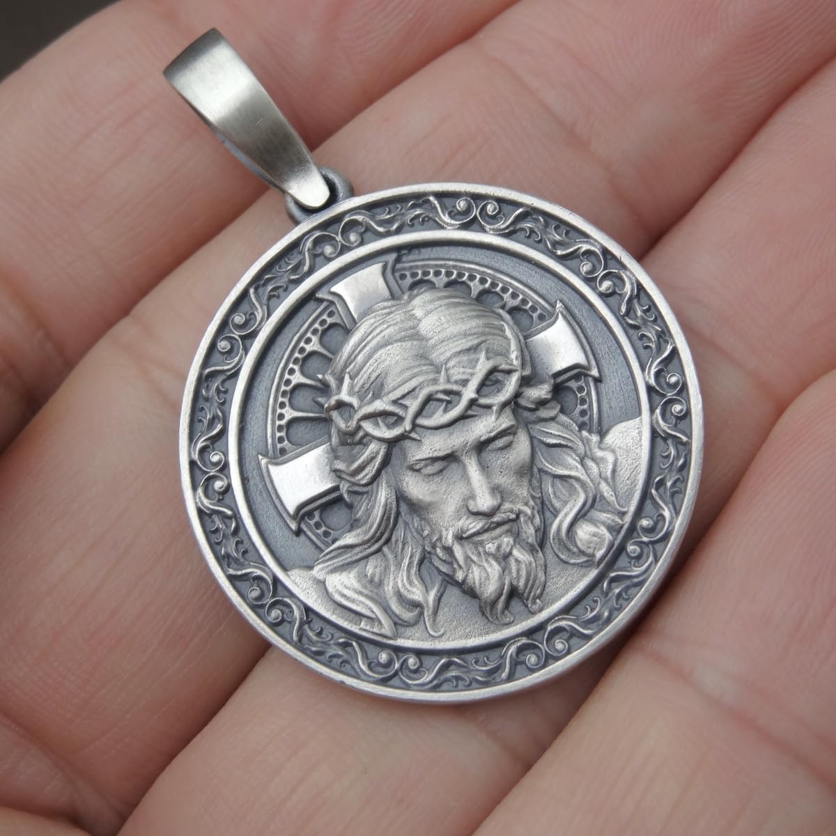 Jesus Anhänger Neu Sterling Silber 925 Religiös Echt Schmuck Handgefertigt Silverzone77