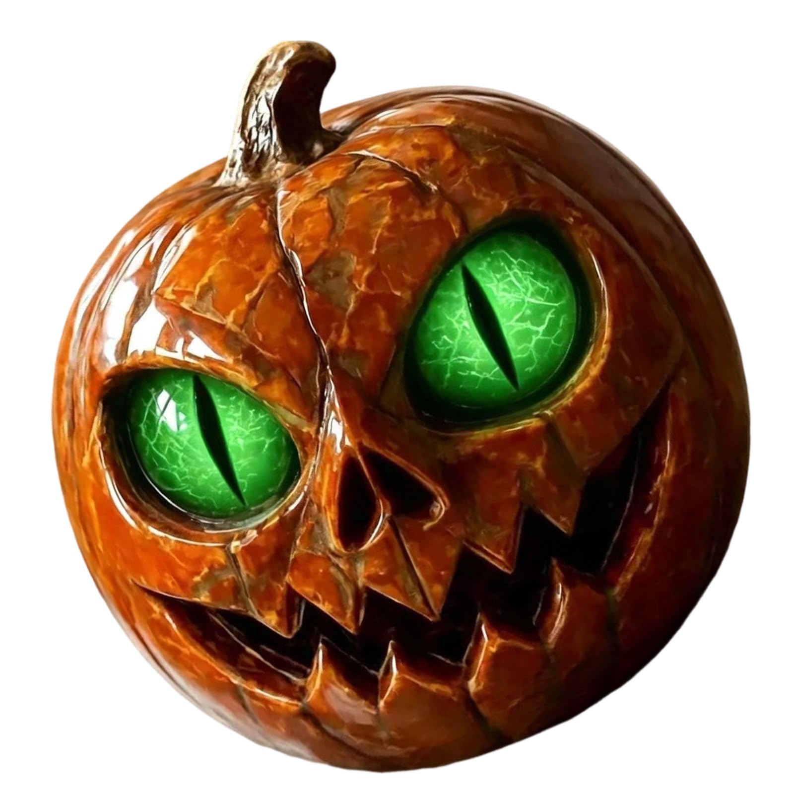 Halloween Pumpkin Figurine Resin Accent Decor, Carved Tabletop Statue for Entryway, Mantel and Shelf Home Displays Pumpkin Statue Resin Halloween Decor Tabletop Shelf Mantel Entryway Centerpiece Dark