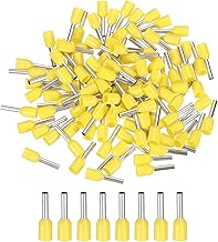 sourcing map Juego de 250 conectores de cable eléctrico de virola aislada, terminales de alambre, 16 AWG, para proyectos eléctricos, industria química industrial, color amarillo