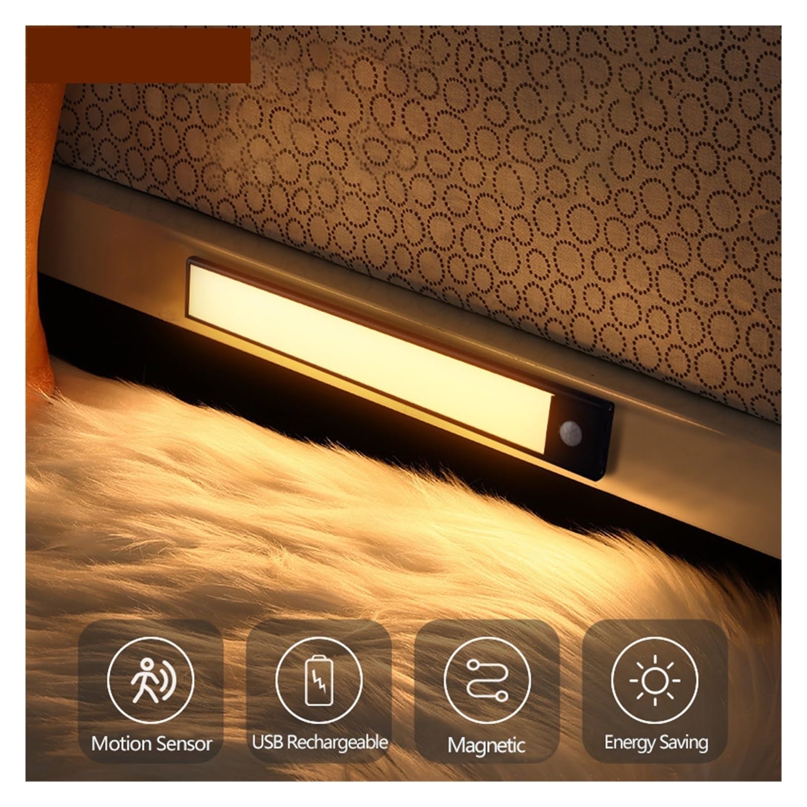 Luces Bajo Armario Luces LED Ultrafinas For Debajo Del Armario, Lámpara Recargable Por USB Con Sensor De Movimiento For, Iluminación Fondo(30CM Black,Warm white)
