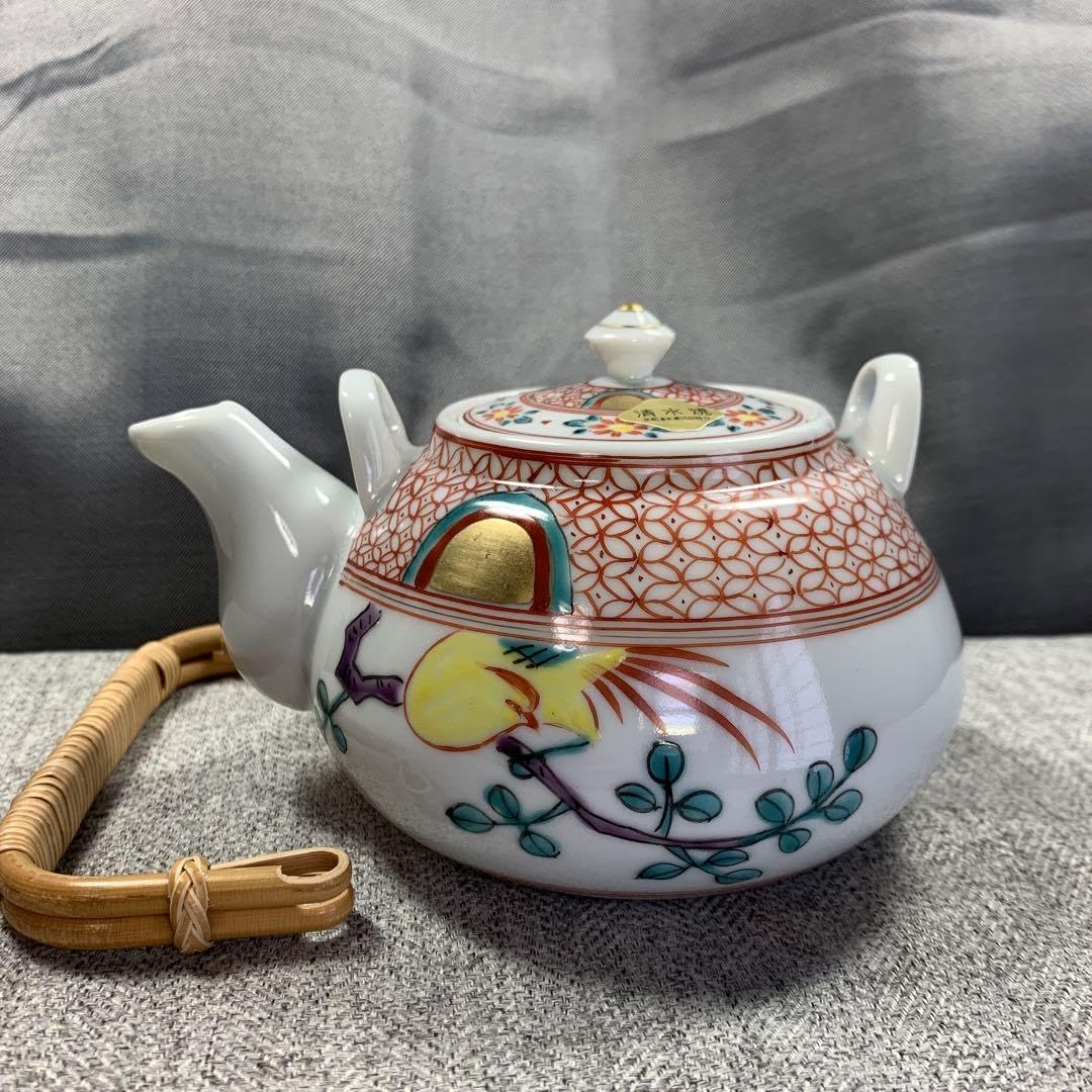 ☆080984 平安宝泉 赤絵金彩鳳凰絵 茶注 急須 煎茶道具 ☆ 日本の陶磁