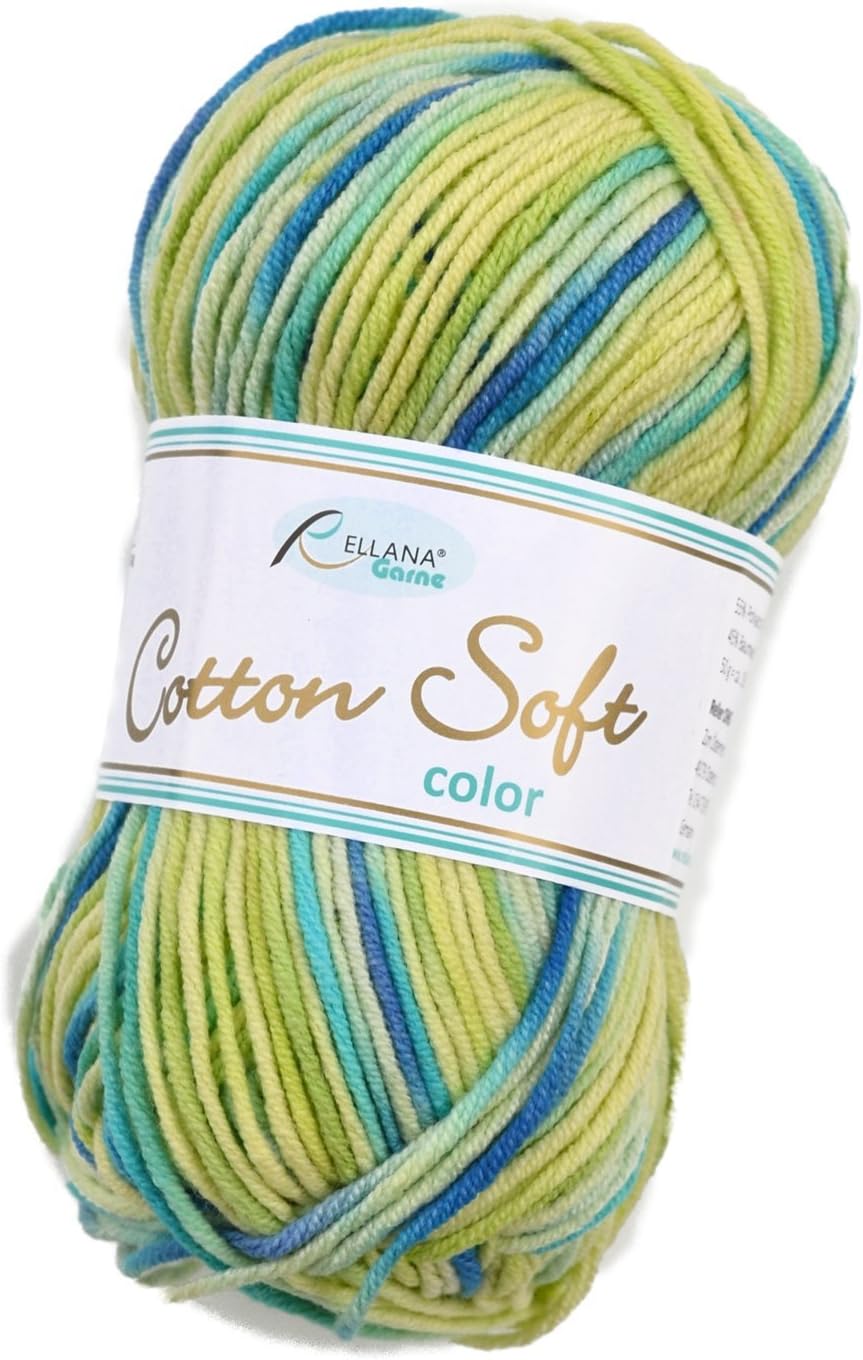 Baby Wool Yarn 4-Coloured Cotton Soft Wool Cotton Blend Yarn Colour 105, Multi-Colour 100% Polyacrylic Wool for Knitting & Crochet