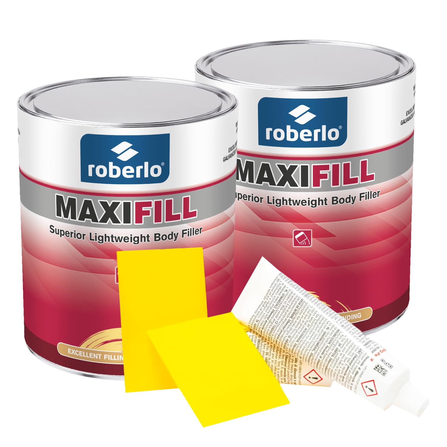 Maxifill Superior Lightweight Body Filler – Easy Sanding & Paintable for Car Repairs – Ideal for Dents, Holes & Rust – Ultra Smooth Finish – Pack of 2 x 3 Liters + Hardener