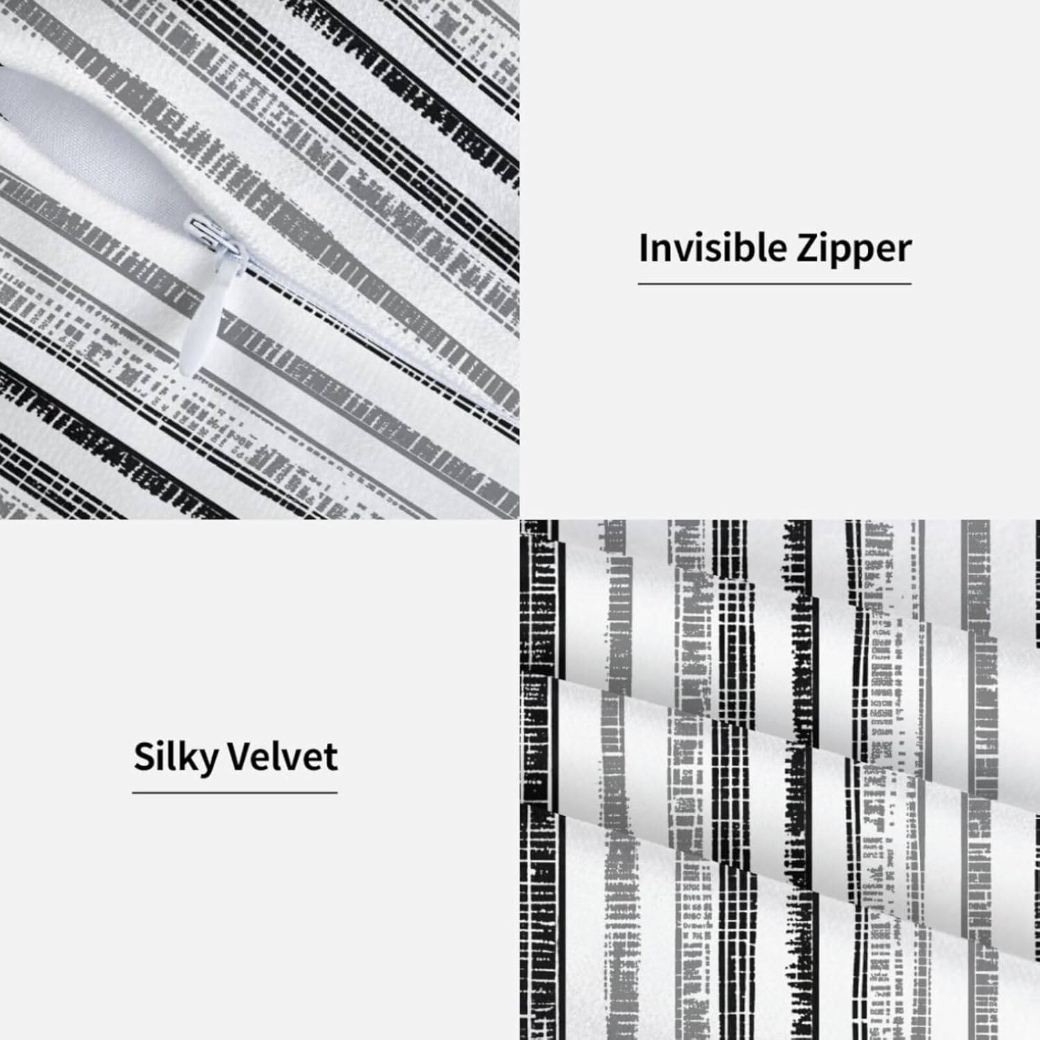 KiuLoam Boho Black White Grey Striped Throw Pillow Covers 18 x 18 Inch Set of 2, Stripe Pattern Farmhouse Outdoor Decorative Pillow Cases Modern Cushion Cases for Couch Bed Home Decor - Image 6