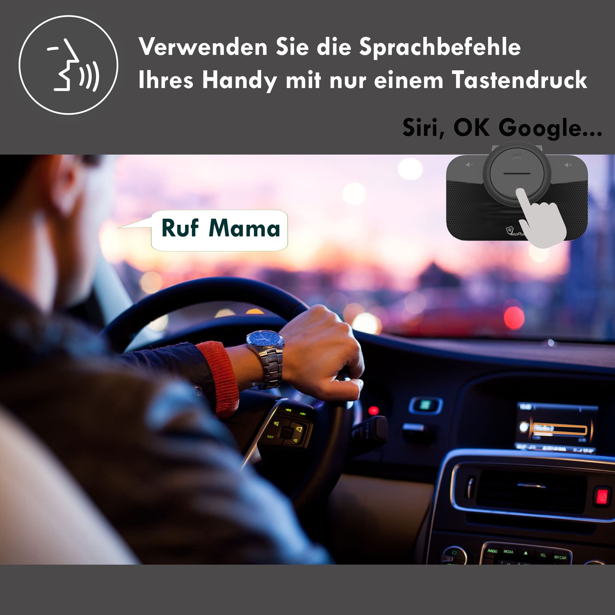 Freisprecheinrichtung Bluetooth Freisprechanlage VeoPulse B-PRO 2 mit Licht und automatischem Anschluss