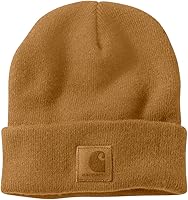 Carhartt Men's Tonal Patch Beanie - 100% Acrylic Rib Knit Warm Watch Hat for Cold Weather