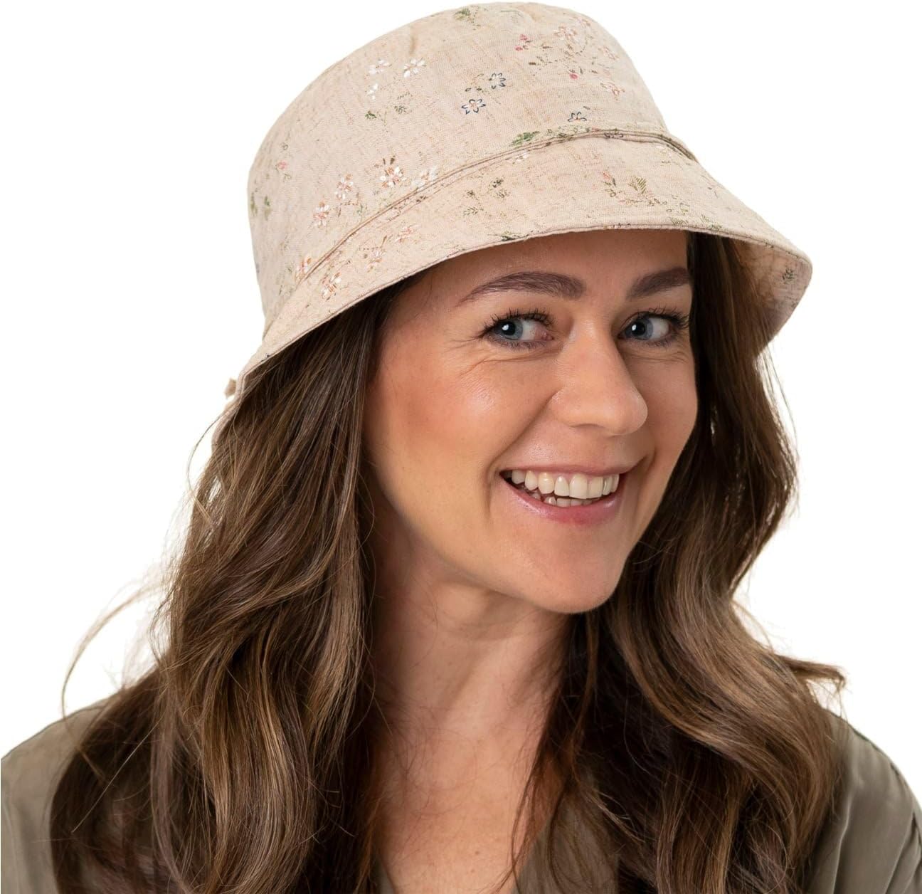 Lipodo Flowers Cloth Bucket Hat Floral Pattern with Bow Unisex Summer Spring