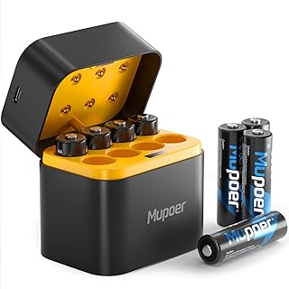Rechargeable AA Batteries Lithium with Charger,8 Pack 1.5V 3000mWh Double A Battery Rechargeable,Long Lasting Pilas Recargables Lithium ion AA Battery with Charging Storage Box for Blink Outdoor Xbox