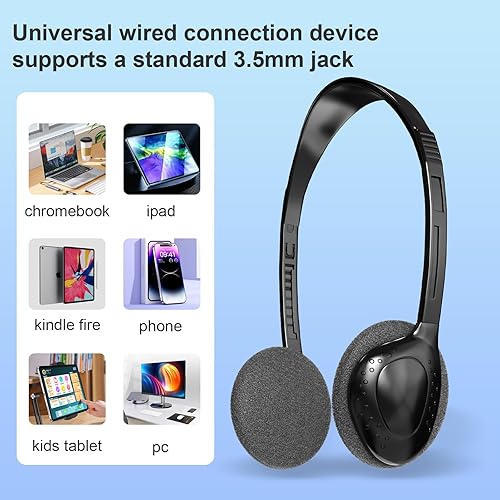 Miniatura 5 de JINWAYBST Paquete de 30 auriculares ajustables a granel para el aula, auriculares de biblioteca en la oreja, auriculares escolares al por mayor con