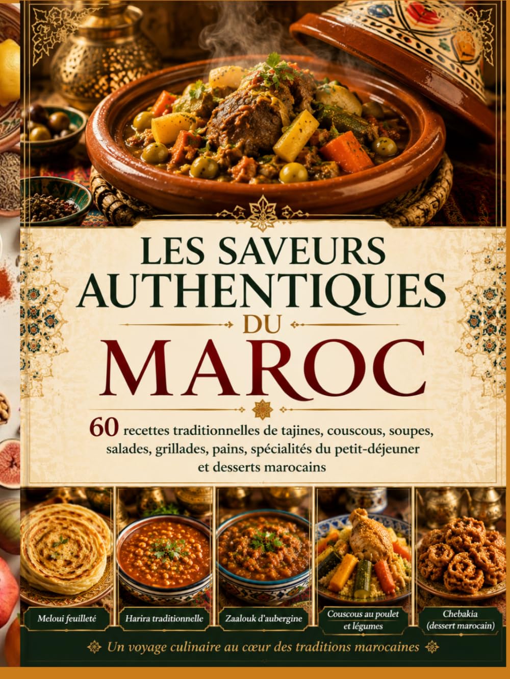 Les Saveurs Authentiques du Maroc: 60 recettes traditionnelles de tajines, couscous, soupes, salades, grillades, pains, spécialités du petit-déjeuner et desserts marocains