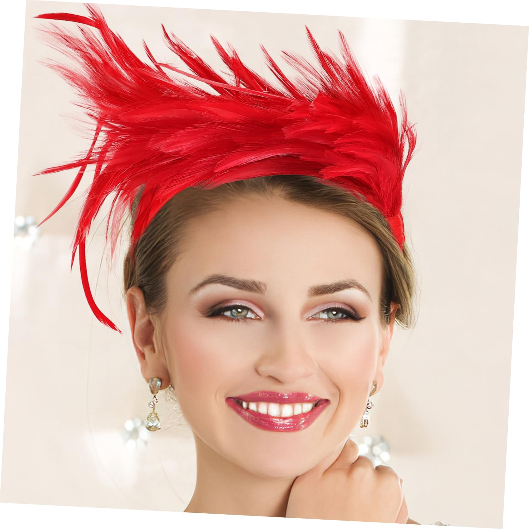 Healeved 3piezas Accesorios De Cabello Para Novia Diadema Elegante Para Fiestas Tocado Rojo Adorno Fotográfico Diseño Ligero y Atractivo