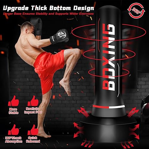 Miniatura 3 de Freestanding Punching Bag for Adult Teens, 70" Heavy Punching Bag with Boxing Gloves and Electric Air Pump for Beginners Kickboxing Training MMA