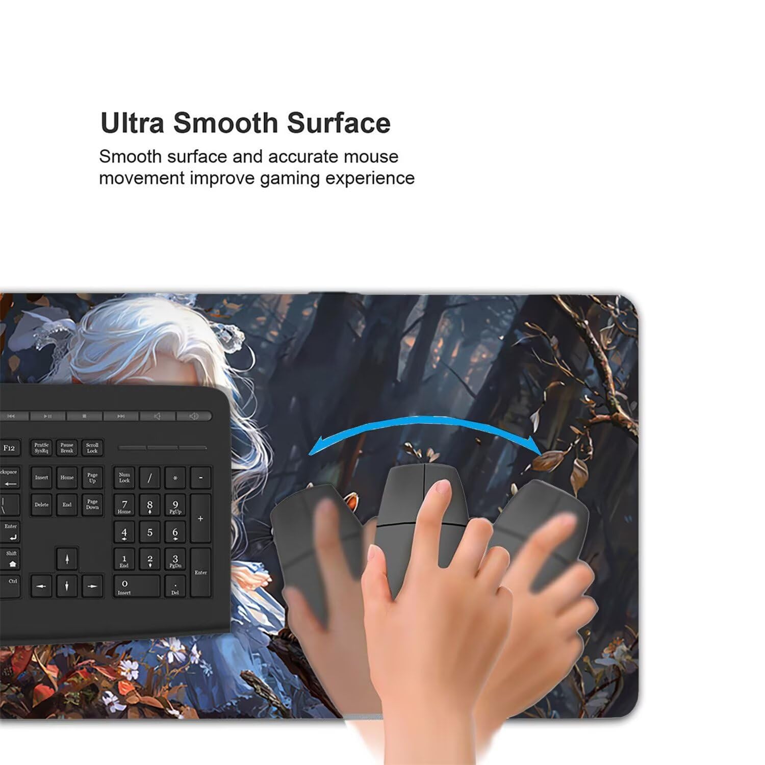 Tappetino per Mouse XXL 1200 x 600 mm Tappetino Mouse Gaming Grande, Mousepad con Base in Gomma Antiscivolo, Tappeto per Tavolo da Gaming per Mouse e Tastiera, Accessori PC (Ragazza scoiattolo) H-839