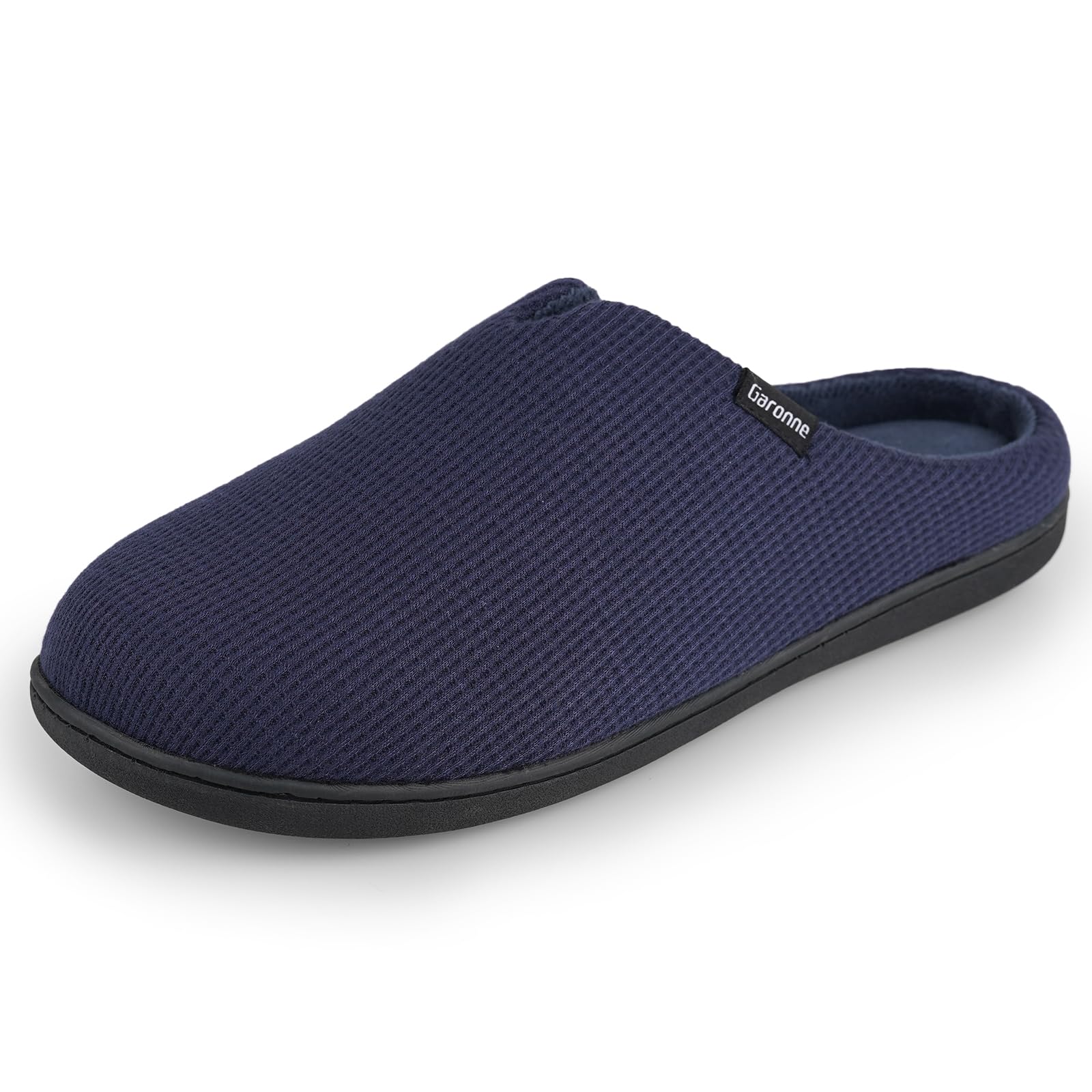 Garonne Men's Wide Slippers with Memory Foam, Slip-on House Shoes for Wide Width Feet