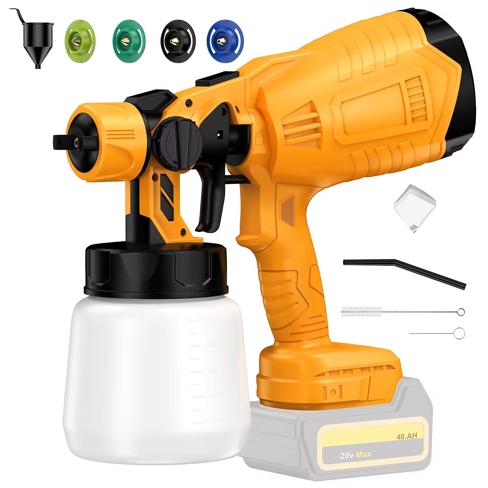 Cordless Paint Sprayer for Dewalt 20V MAX Battery, 40000RPM Spray Paint Gun with 4 Copper Nozzle, Sprayer Paint Gun for House Painting, Paint Sprayer Home Interior and Exterior Furniture (No Battery)
