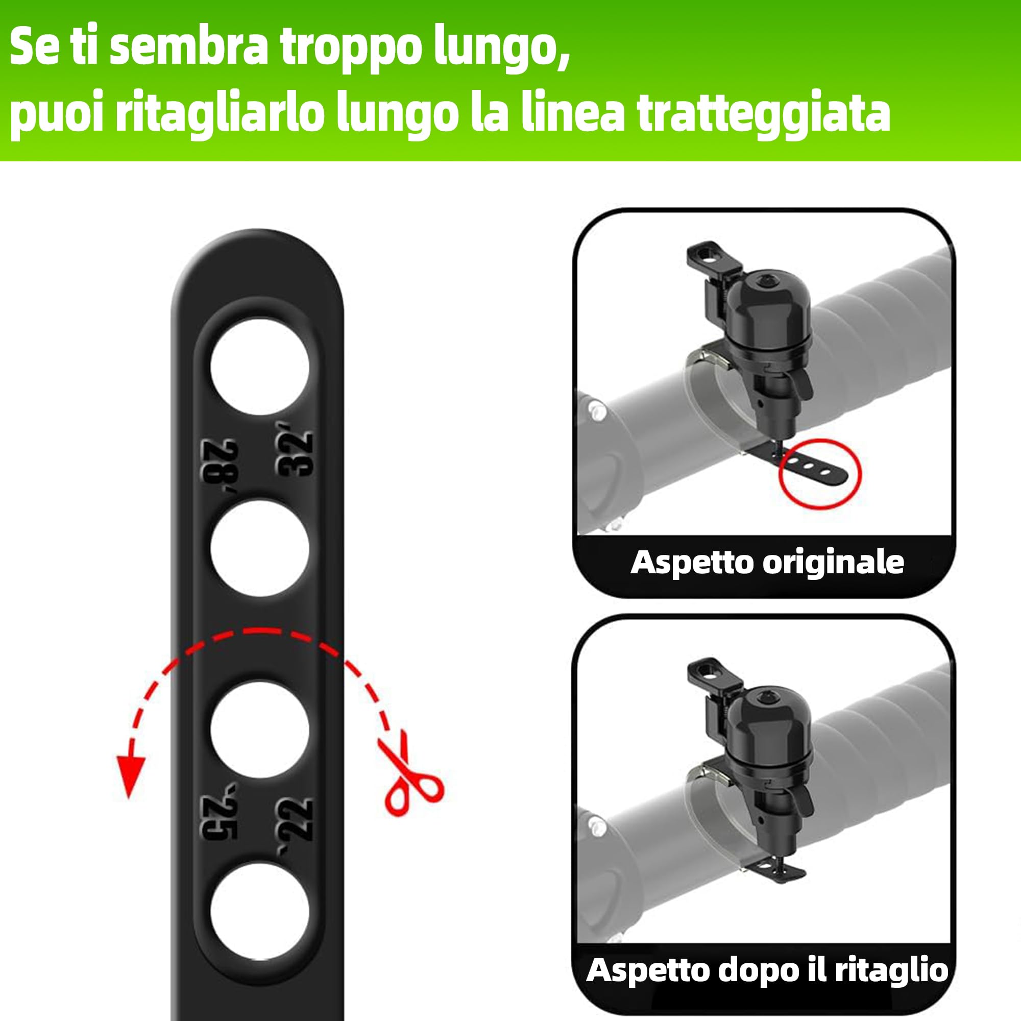 RBRL Mini campanello per bicicletta per bici da strada e gravel – Campanello per bicicletta rumoroso da 100 dB, girevole a 360°, utilizzabile con mano sinistra/destra – Compatto per manubri da 22–32 m