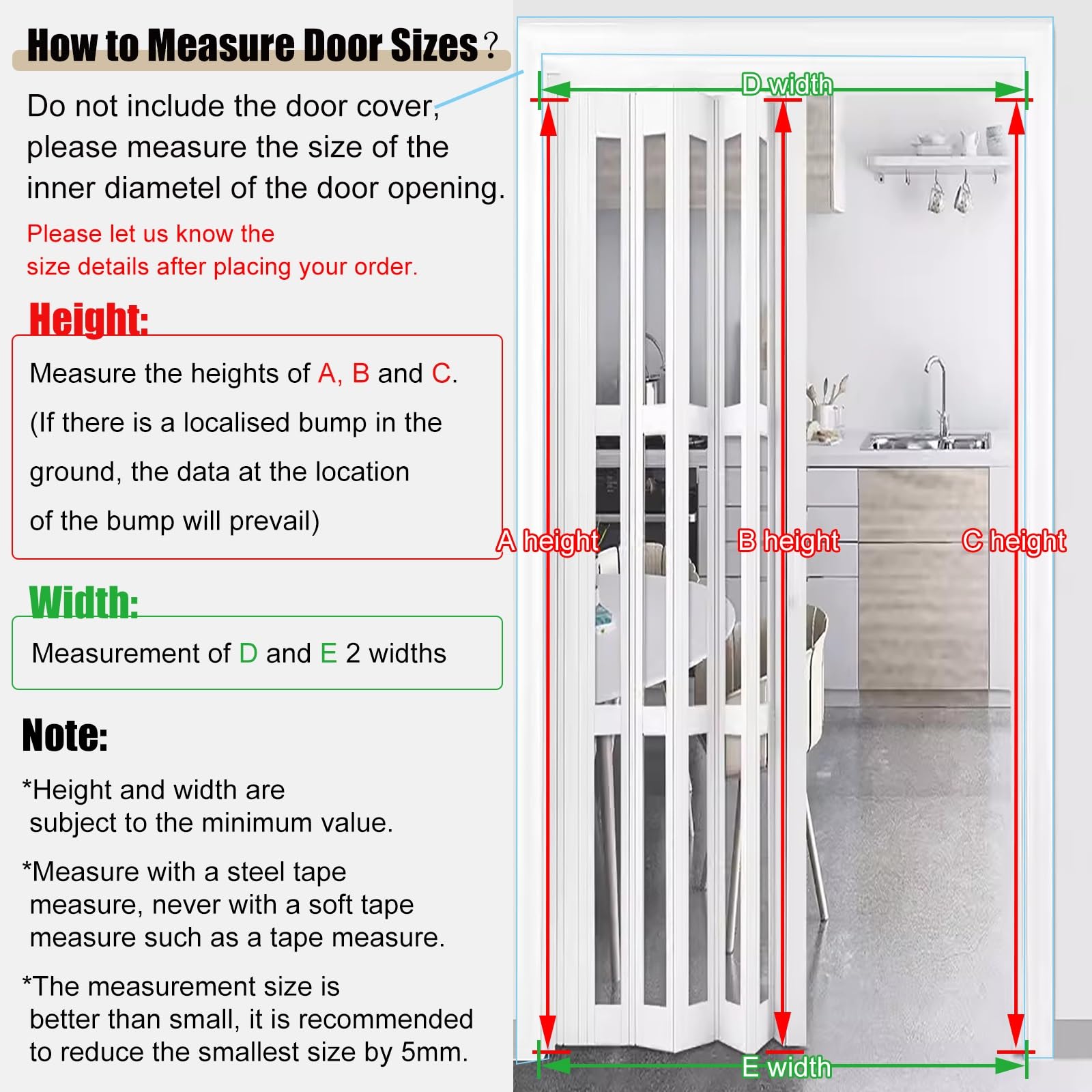 HDYZJQ Light Folding Accordion Door 32 '' X 80 '' 32x96 in, Soundproof Room Divider Sliding Door Office Partition Wall, Magnetic Privacy Door for Doorway(White 15,32x96 in)
