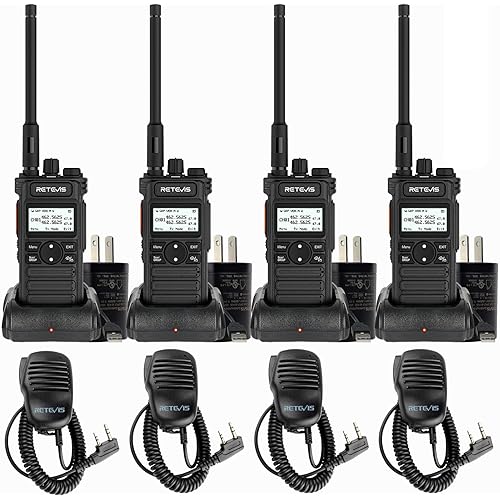 (2nd Gen RT86) Retevis RT86S Walkie Talkies with Shoulder Mic, Long Range 2 Way Radio with LCD Screen, Group Call, Type-C Charging, NOAA, Heavy Duty Two Way Radio, Business Radio for Industry(4 Pack)