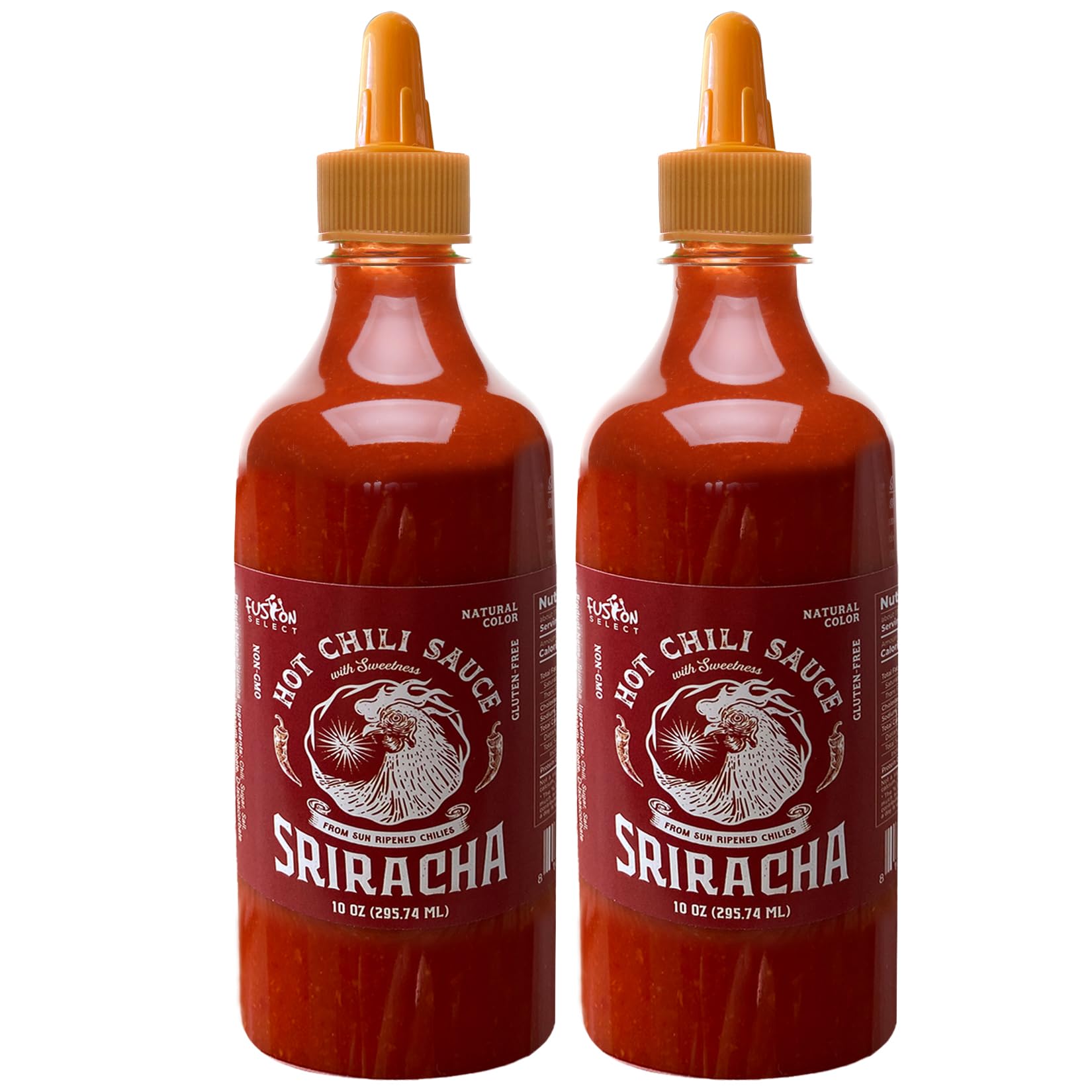 Fusion Select 20 Oz Sriracha Hot Sauce - Gourmet Spicy & Sweet Chili Sauce Seasoning for Cooking, Pizza, Stir Fry, Chicken, Meat, Taco - Made from Sun