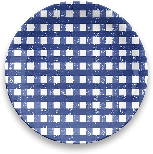 TarHong Plato llano hecho en casa de guinga azul marino S, 4, 10.5 pulgadas